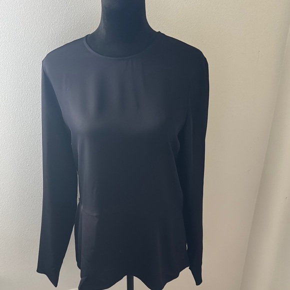 Theory ‘MALYDIE' 100% Silk Georgette Peplum Top / blouse 
Elegant Black Sz M - Picture 2 of 12